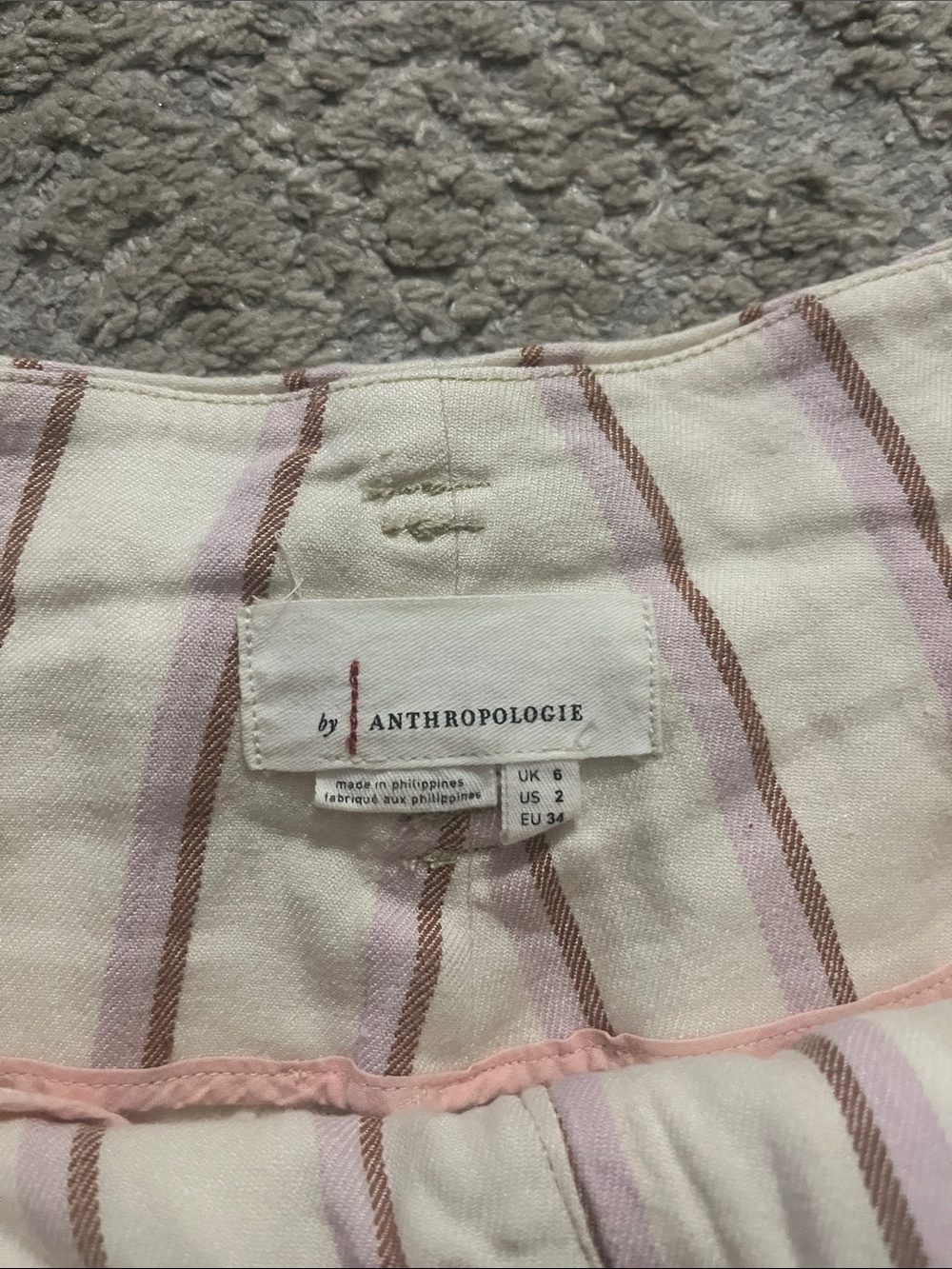 by Anthropologie Edisto Linen High-Waist Paperbag 4.5in Inseam Stripe Shorts 2 - Picture 7 of 11
